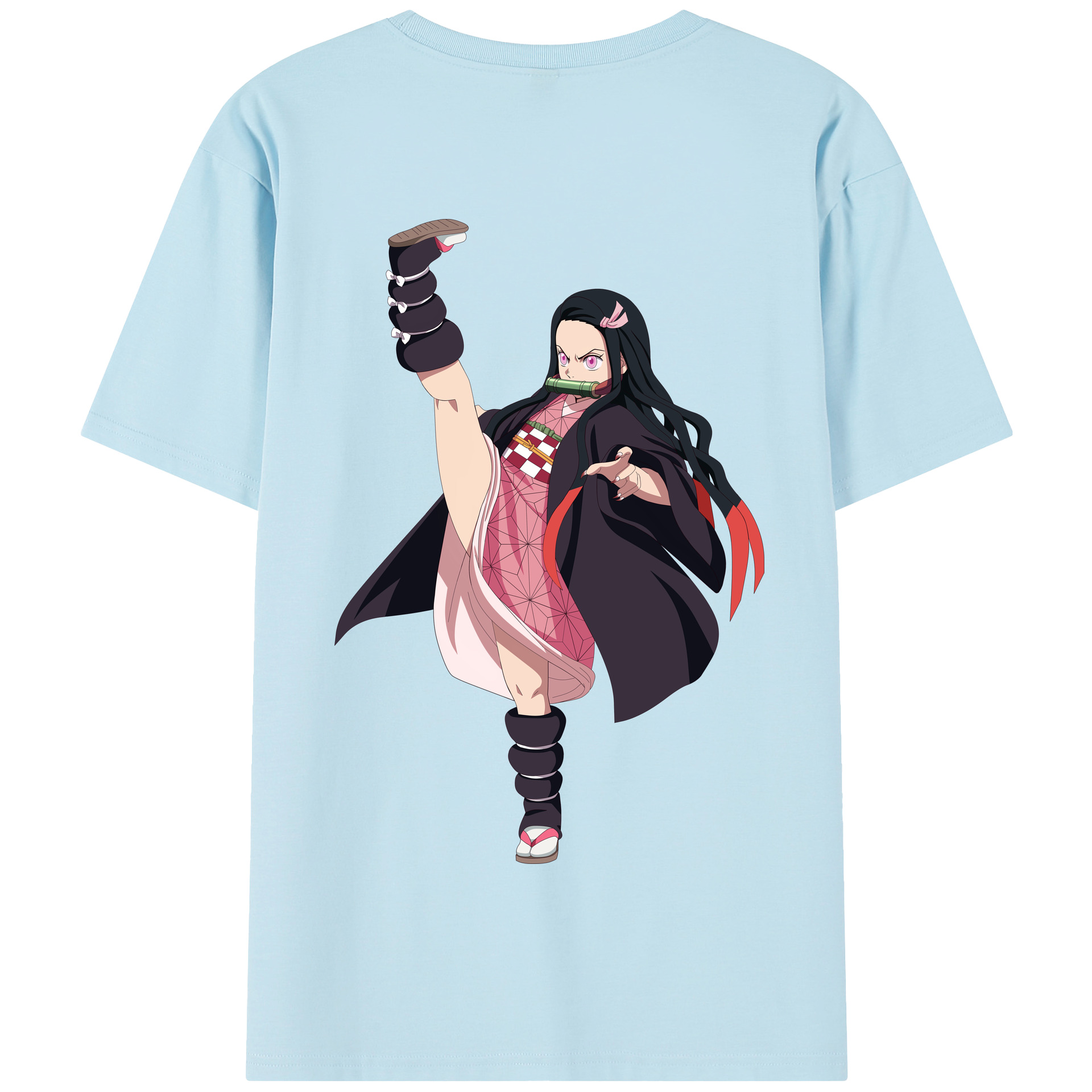 （画像用） 鬼滅の刃（きめつのやいば）竈門 禰󠄀豆子／かまど ねずこ Kamado Nezuko 綿100％半袖Tシャツ（背面プリント）